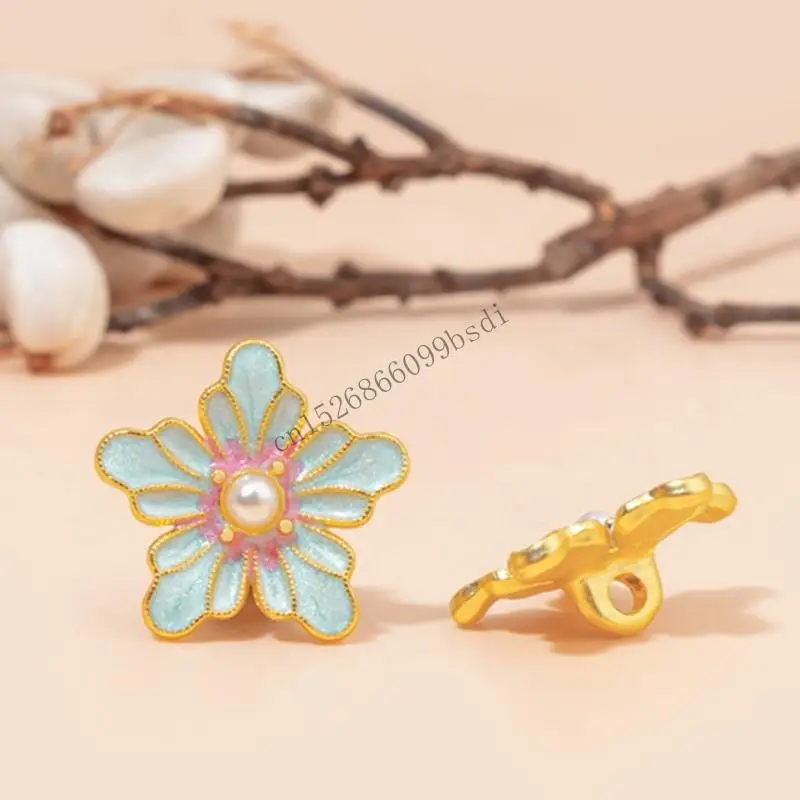 11UA 10 قطعة أزرار أكمام مصنوعة من سبيكة الزهرة أزرار معدنية للملابس مشابك للزي والسترات معطف على شكل ثوب بليزرات الخياطة #4