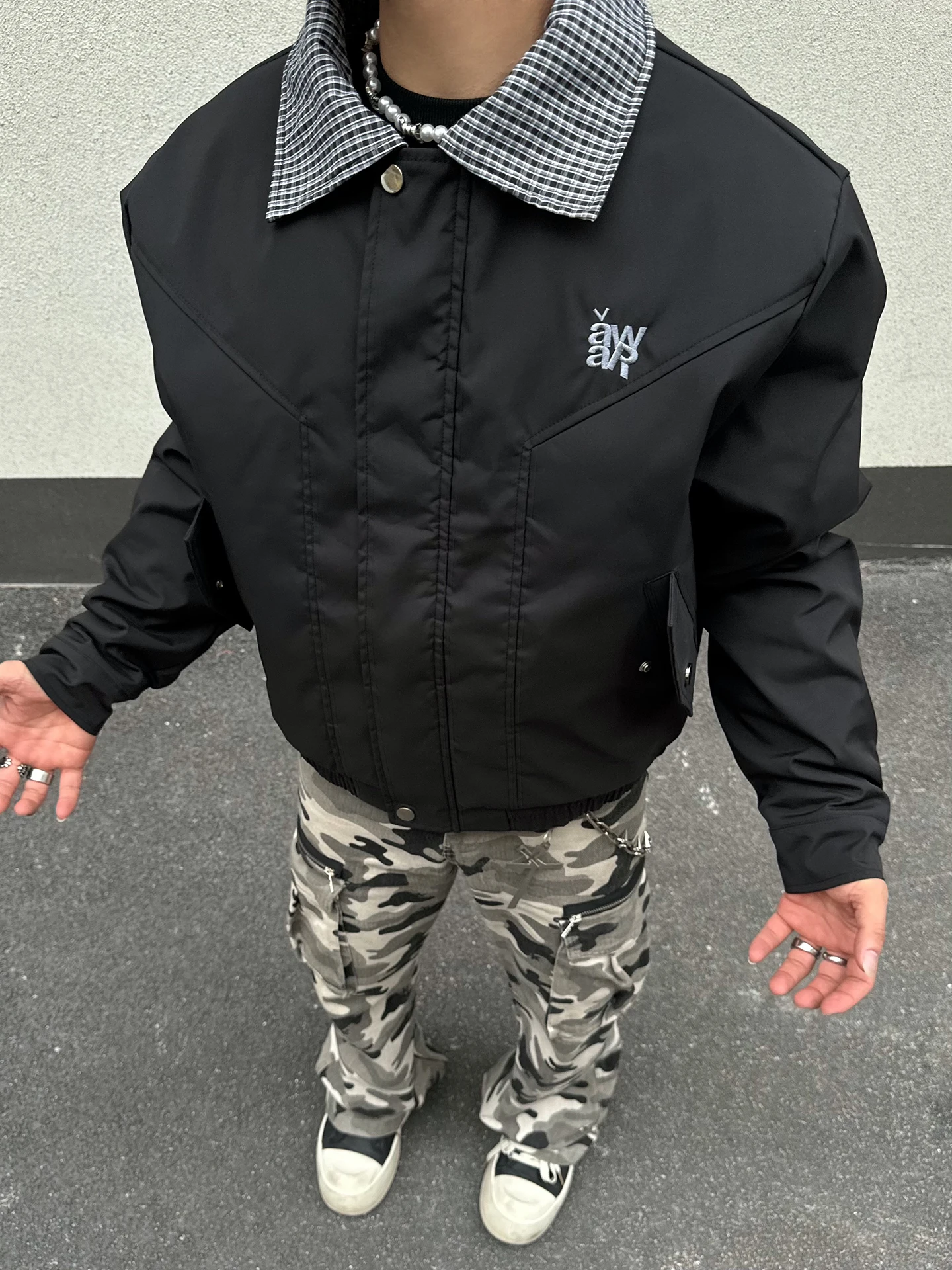 

Мужская куртка в американском ретро-стиле с клетчатым воротником, свободного кроя, из хлопка и полиэфирного волокна, повседневный молодежный дизайн