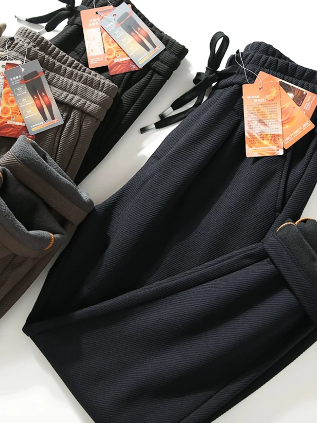 

Men's Thiened Fce Lined Straight Leg Casual Sweatpants Faionable Urban Sle Pure Color Autumn Winter Thiened Warm V...