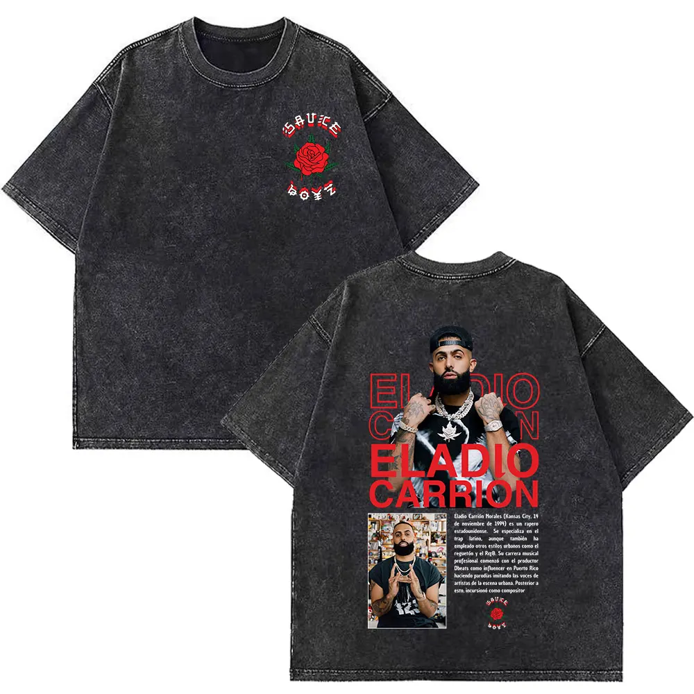 

Рэпер Eladio Carrion DON KBRN 2025 Альбом Мерч Готический Панк Футболки Унисекс Мода Хип-Хоп Винтаж Washe Футболки Высокого Качества