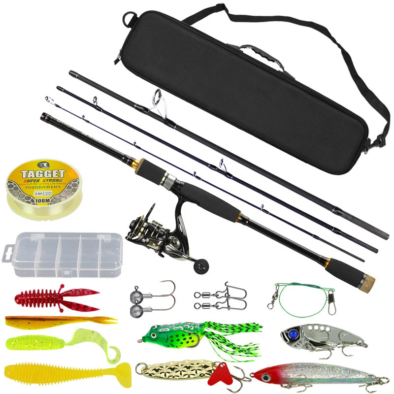 17pcs Fishing Rod And Reel Combo 1.8m 2.1m Rod Spinning Reel Lure Line Accessory Set