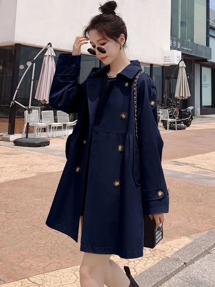 Trench Coat and Jackets Women Solid Color Long Tops New Autumn 2023 Korean Loose Fashion Elegance Office Lady