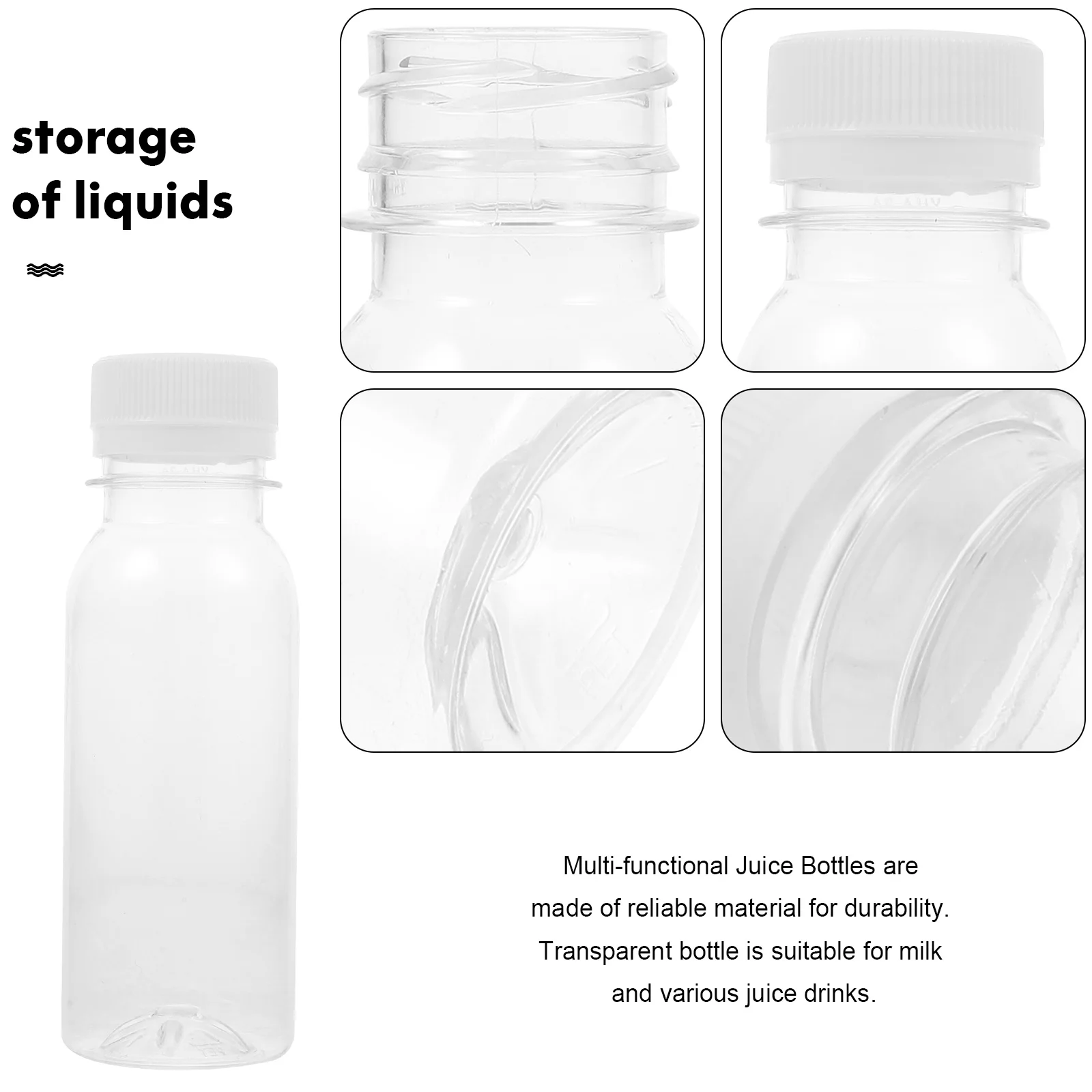 6 Pcs Juice Press Milk Bottle Small Bottles with Lids Mini Plastic Little Reusable Child Baby