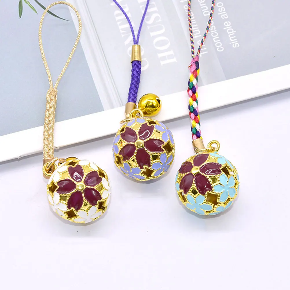 

Cherry Blossom Bell Pendant Hollow Design Japanese Inspired Hanging Accessory for DIY Craft Jewelry Decor Purple