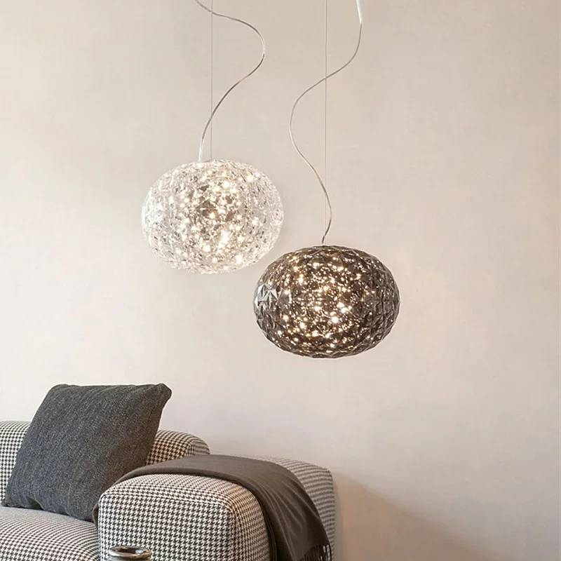 Nordic Pendant Lamp LED Acrylic Lamp Lustre Suspension Dinning Room Hanging Globe Lights Hotel Bedroom Bed Side Lamps