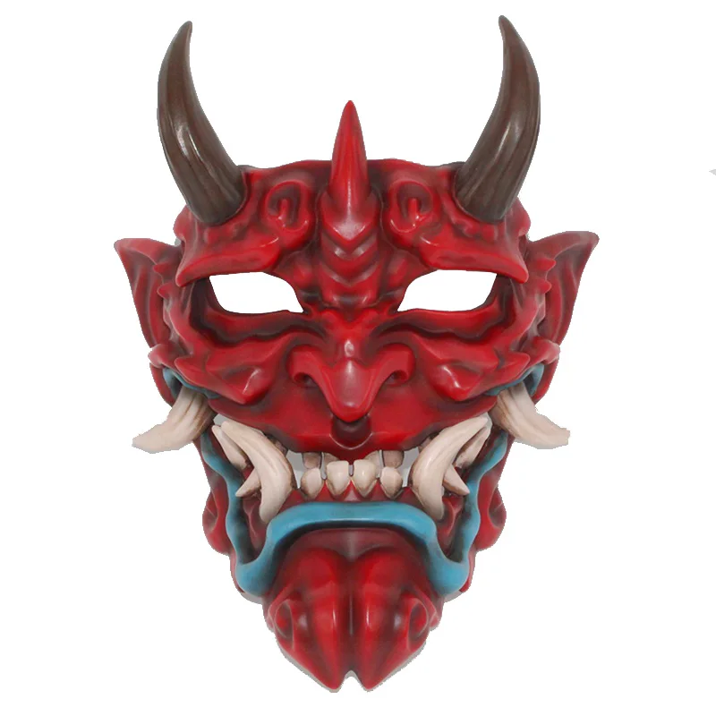 Masque Facial Complet Unisexe pour Halloween, Cosplay Japonais Hannia en Résine, Fantôme Traditionnel Japonais Hannya Samurai