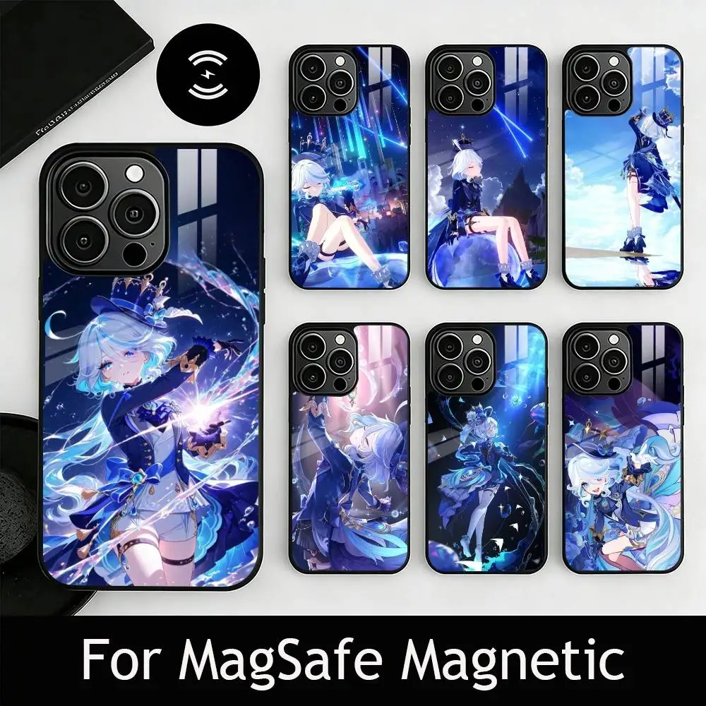 

Genshin Impact F-Furina Phone Case For iPhone17,16,15,14,13,12,11 Plus,Pro Magnetic For Magsafe Wireless Charging