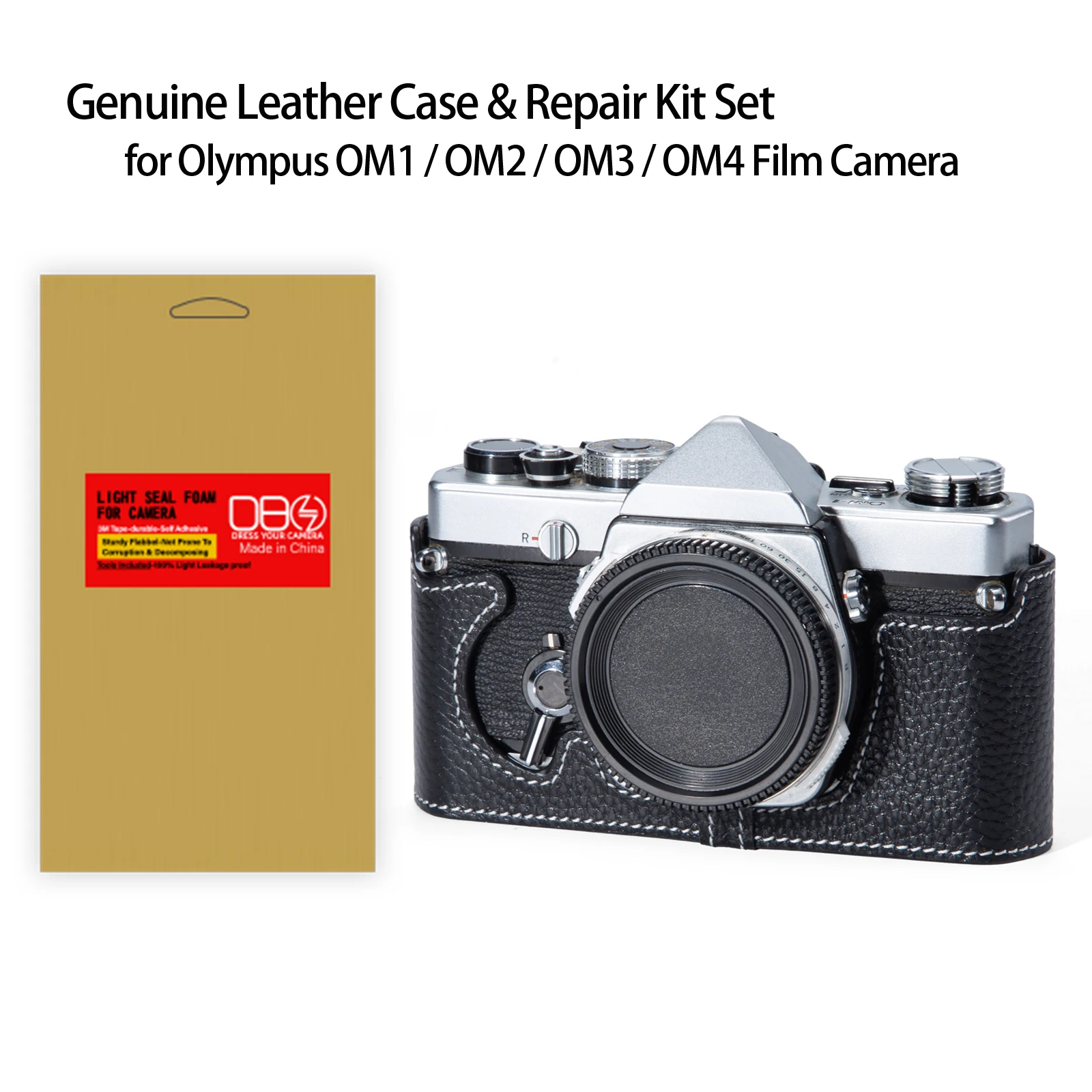 

Комплект чехлов для Olympus OM1, OM2, OM4, OM3: Чехол-половинка из натуральной кожи, светонепроницаемая уплотнительная пленка, поролон, наборы для ремонта камер