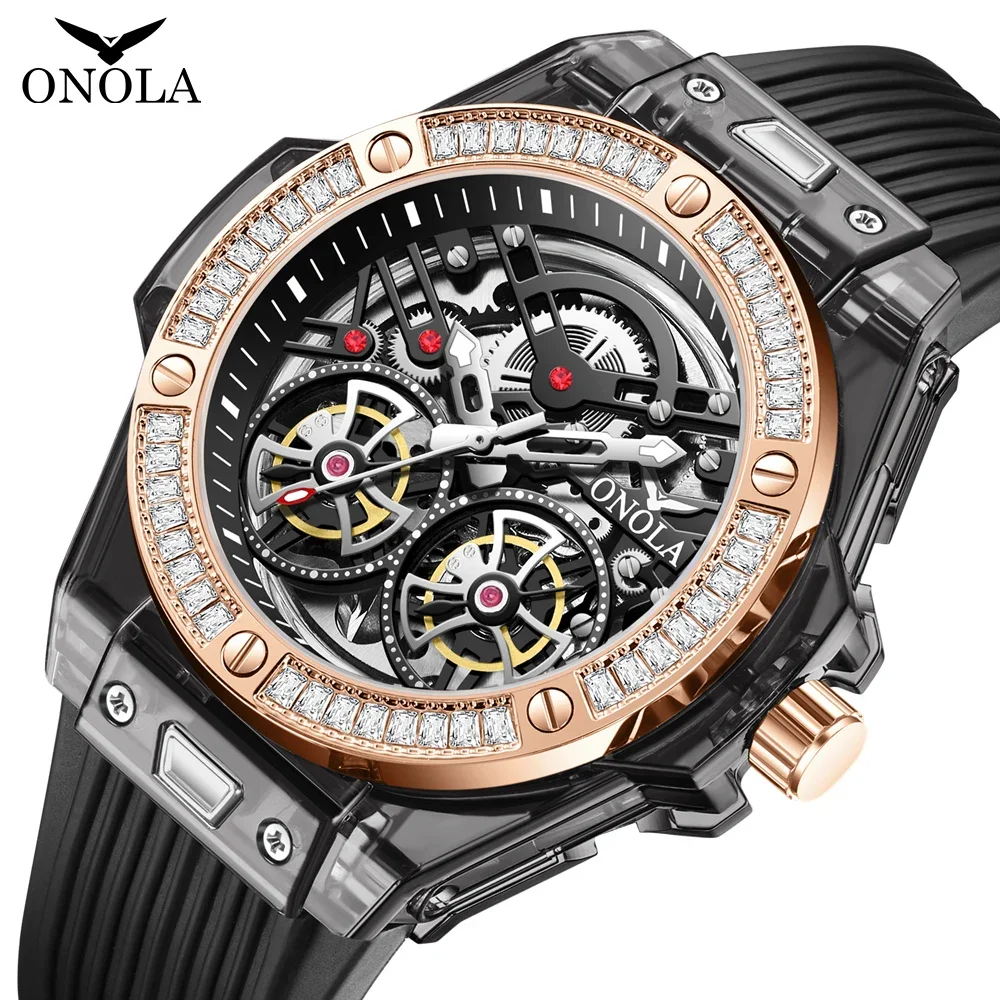 

Fashion Diamond Fully Automatic Men's Watch ONOLA High Quality Hollow Tape Men's and Women's Watch Clocks