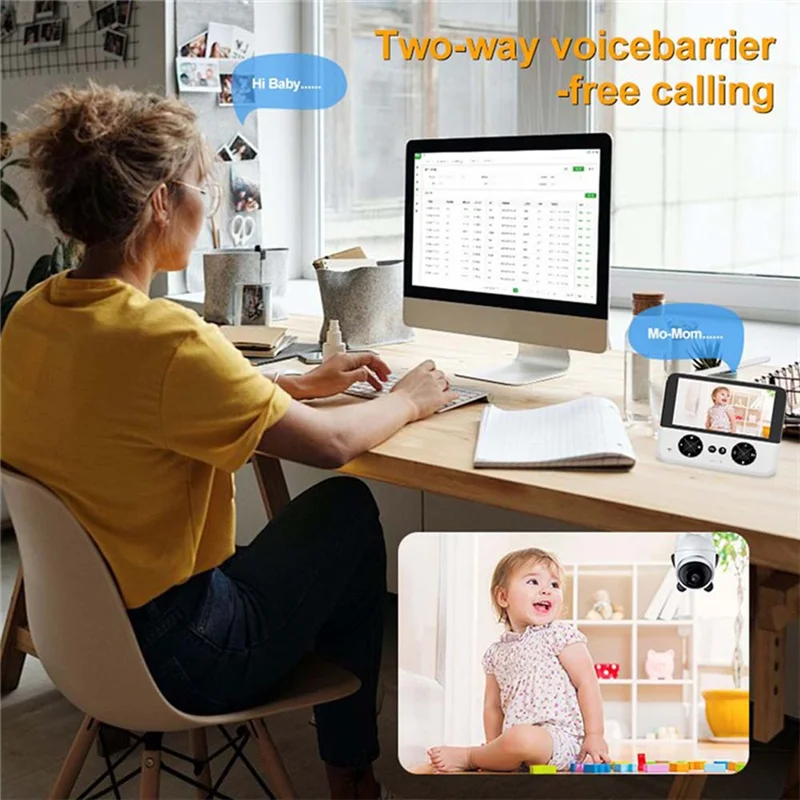 

-AT52 4.3 Inch Baby Monitor 2.4Ghz Wifi Remote Audio Two-Way Voice Night Vision Wireless Security Baby Monitoring US Plug