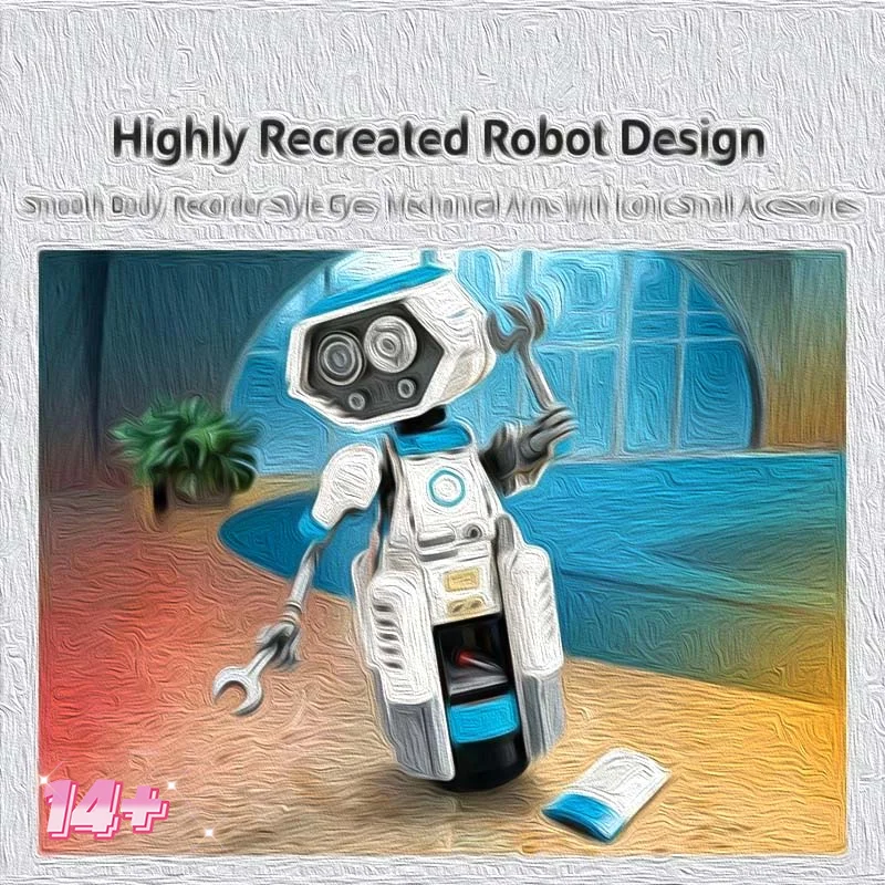 New Sale 747 Pcs White Blue Robot Building Brick Toy DIY Assemble Machine Model Tabletop Display Birthday Gift