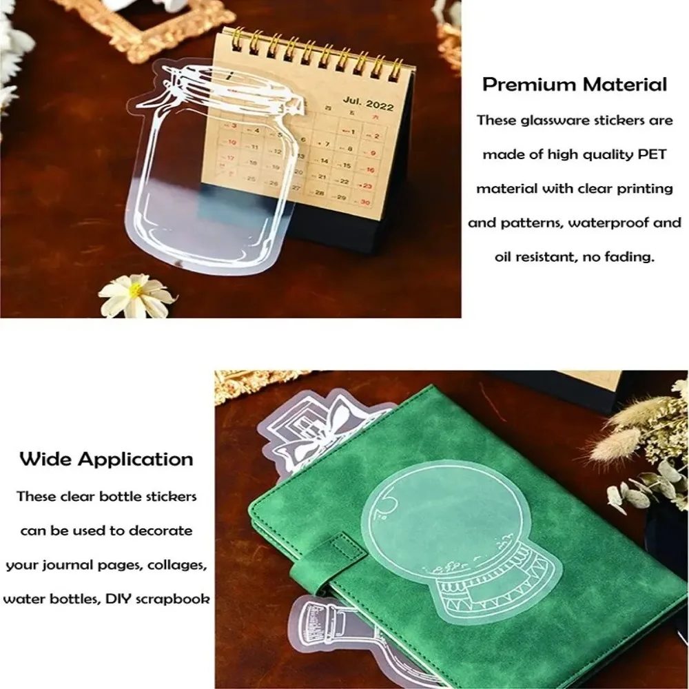 20PCS PET Bottle Shape Bookmark Waterproof Transparent Stationary Bookmark DIY Crafts Bookmark Scrapbook Sticker Plant Samples