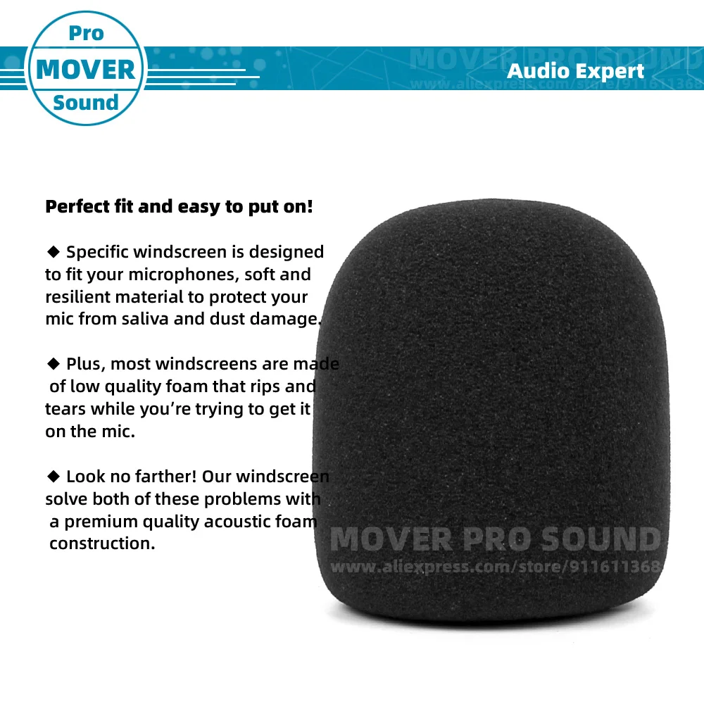 Compatible With Shure SM58 SM 58 BETA 58A Beta58A Windscreen Foam Dynamic Microphone Sponge Pop Filter Mic Cover Windshield view 4