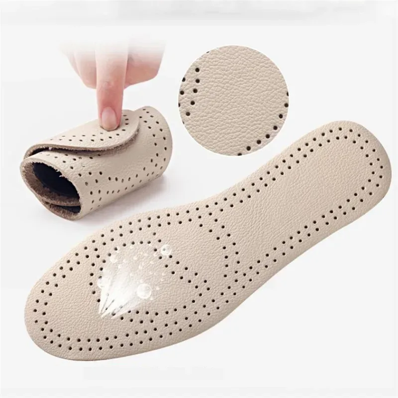 Ultra Thin Breathable Deodorant Leather Insoles Pigskin Instant Absorb Sweat Replacement Inner Shoe Pads for Comfort
