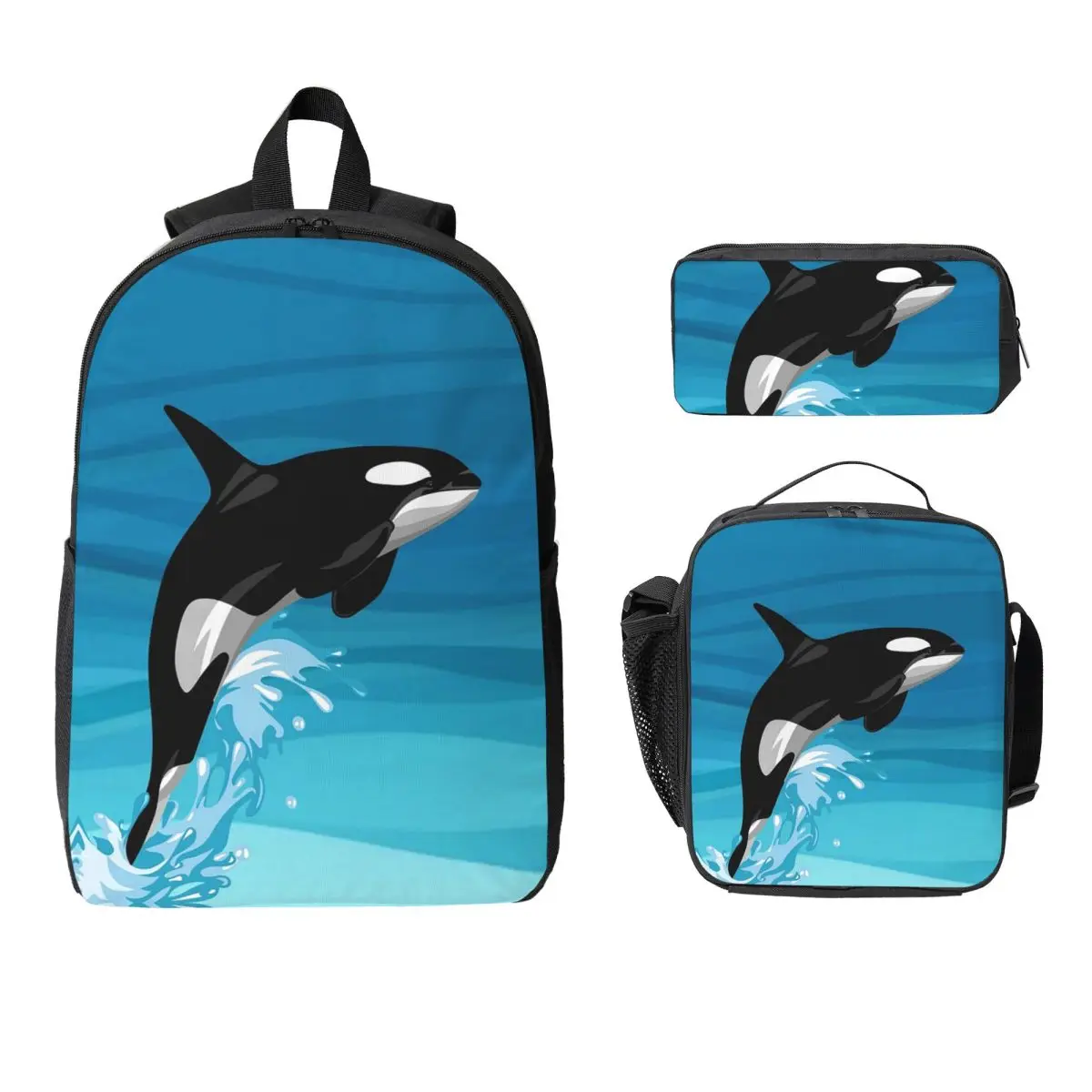 

Orca Backpack Student Boys Girls BookBag School Bag Computer Shoulder Bags 3ps Insulated Lunch Bag Pencil Case