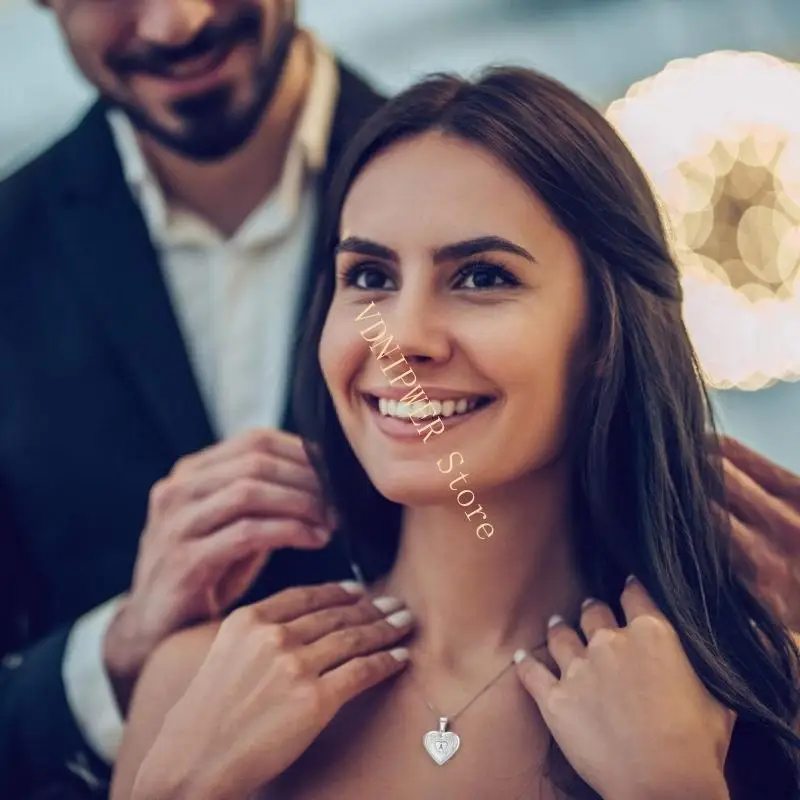 قلادة قلادة لحب القلب على شكل قلب مع تفاصيل الرسالة الإنجليزية ، هدية عيد الحب الإبداعية D08E #2