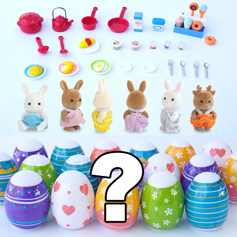 Easter Mini Bunny Egg Mini Animal Baby Mini food cutlery model Kitchen Doll house furniture Easter party gifts