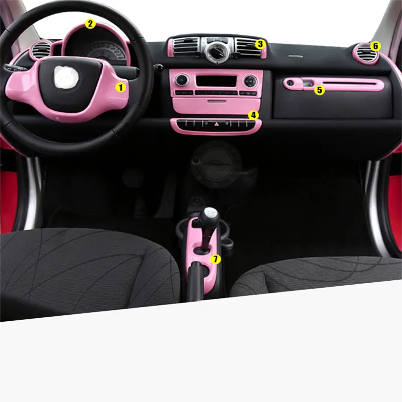 Car Pink Styling Steering Wheel Decorative Shell With Double Flashing Stickers For Mercedes Smart 451 Fortwo Car Accessories