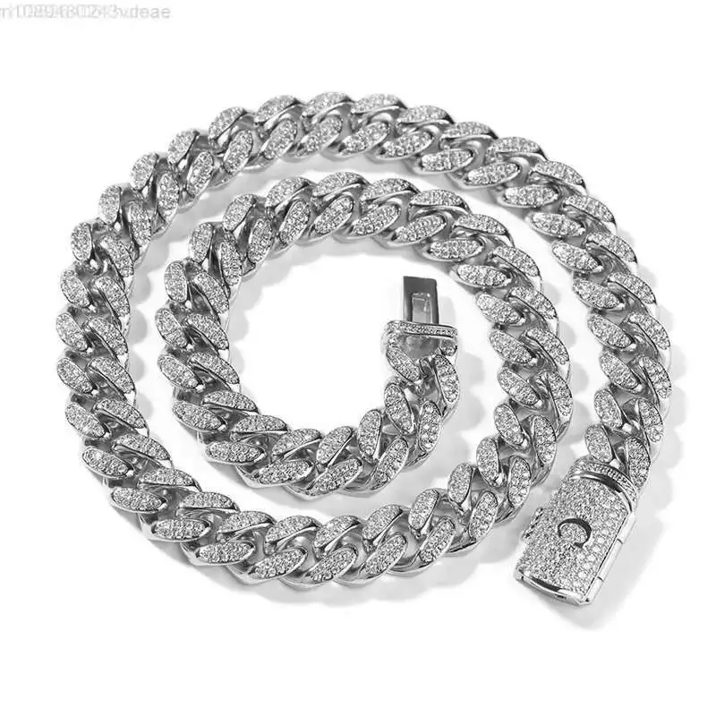 Miami Baguette Cz Cuban Link Chain Bling Thick Gold Plated Curb Hip Hop Necklace for Men Jewelry