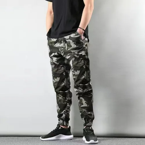 Big Size Man Camouflage Tactical Cargo Pants Spring Summer Elastic Waist Male Streetwear Fashion Baggy Wide Trousers