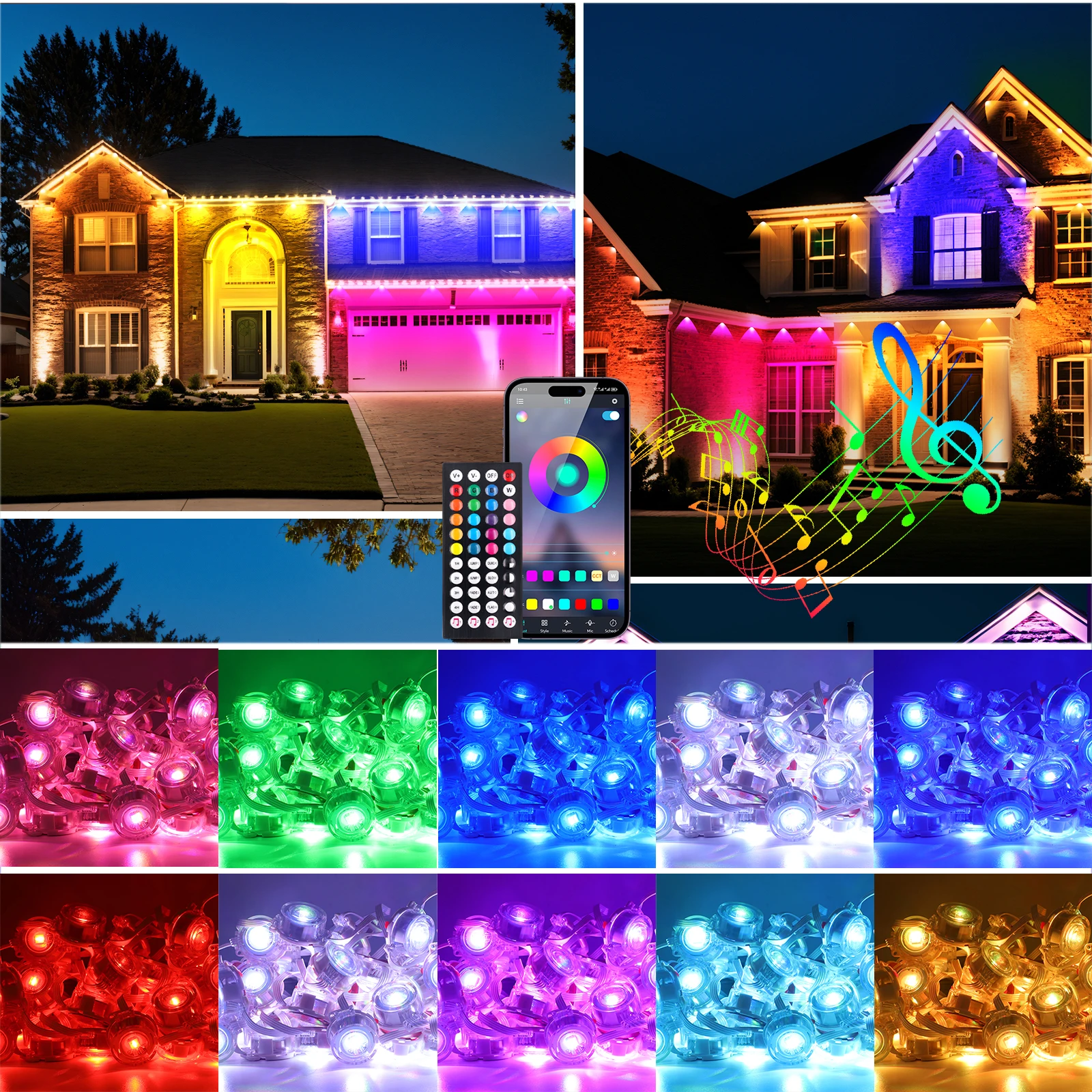 Imagem -03 - Rgbcct Led Strip Ip67 à Prova Dágua 30m 60leds 90m 180leds Bluetooth App Controle Home Garden Decor Rgb Light dc 24v