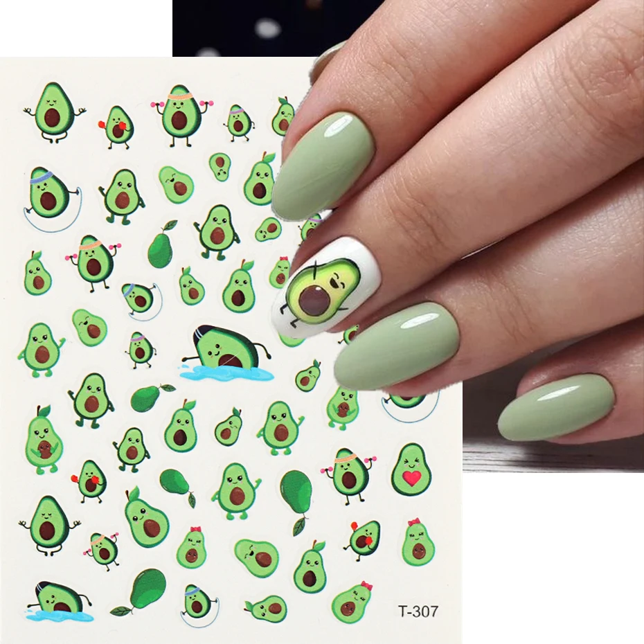 

Summer Spring Nail Art Stickers Fruits Decals Cherry Watermelon Avocado Lemon Cactus Strawberry Manicure Accessories Decoration