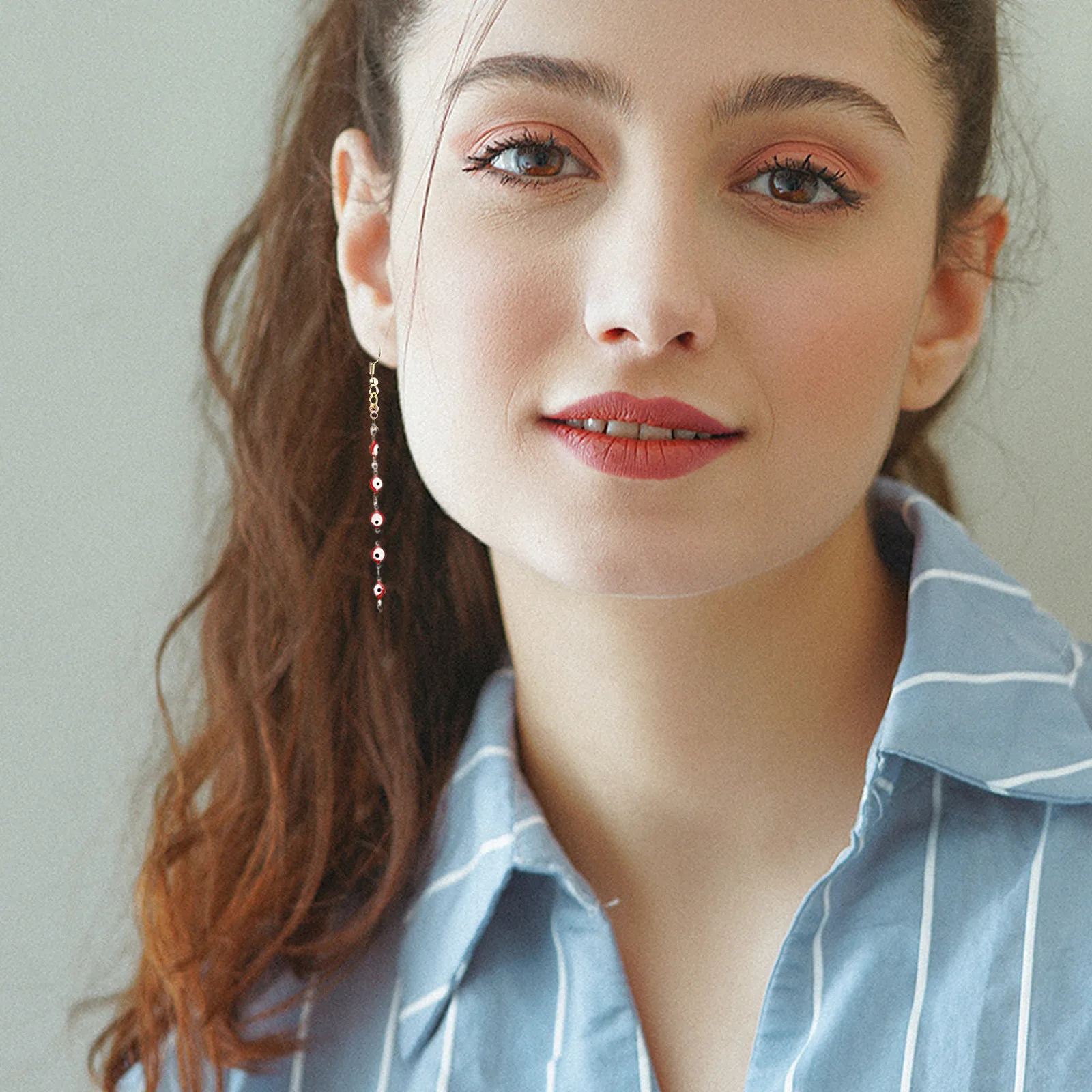 

1M Colorful Bead Chain Evil Eye Pattern Enamel Charm Link Stainless Steel for Handmade Necklace Bracelet DIY Jewelry Craft