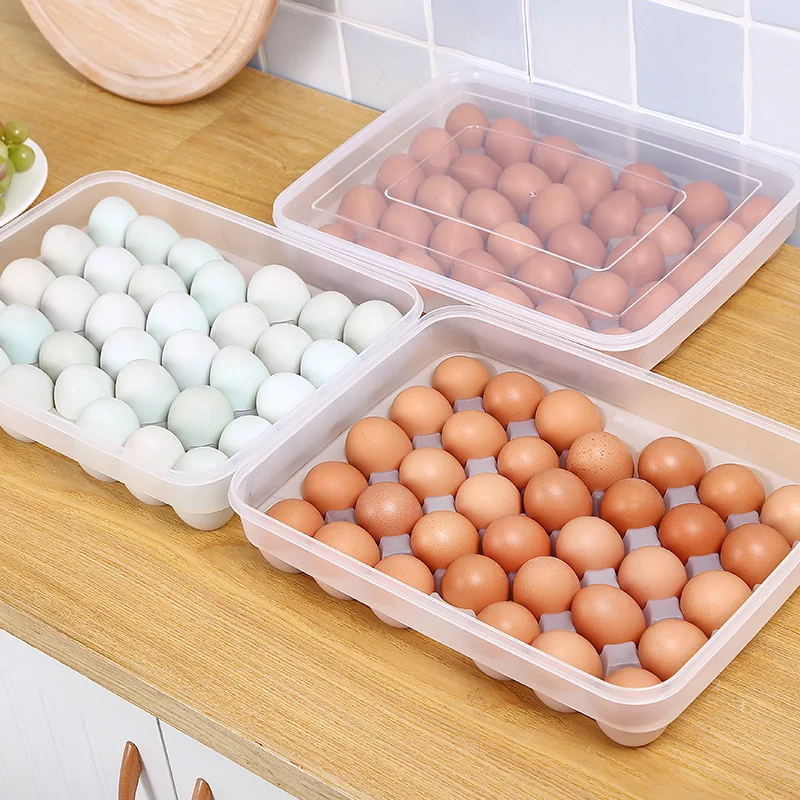 34 Grids Plastic Egg Storage Containers Box Refrigerator Organizer Drawer Egg Fresh-keeping Case Holder Tray Kitchen Accessories