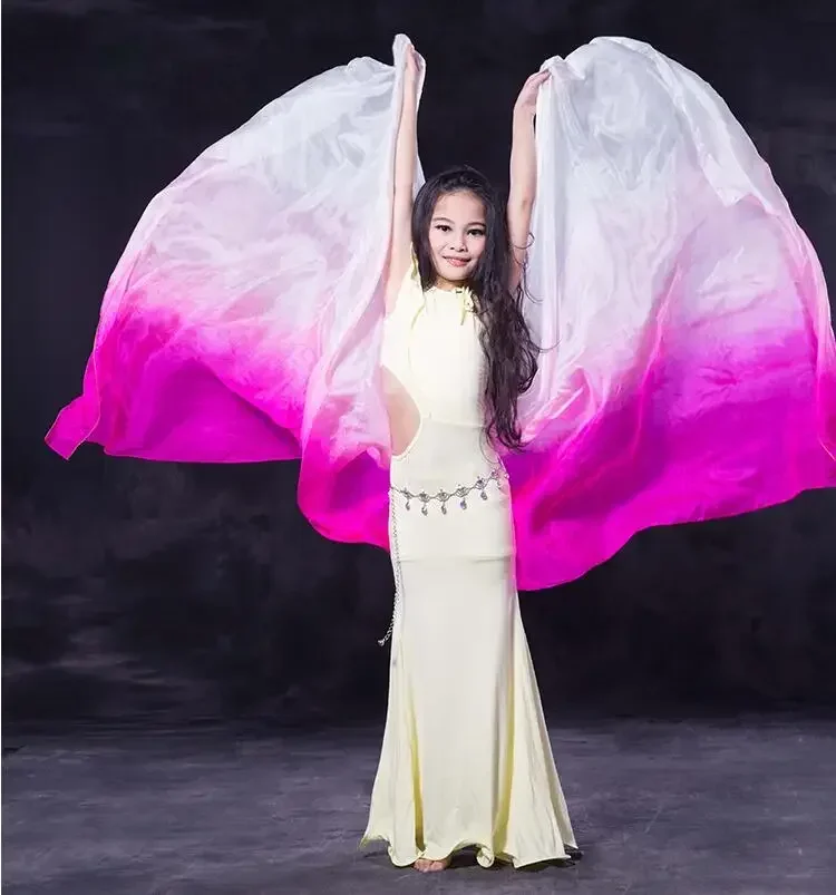 Customized Girl's Silk Belly Dance Shawl Veil Scarf Gradient Color 79*35" Kids Stage Performance Props  Assorted Free Shipping