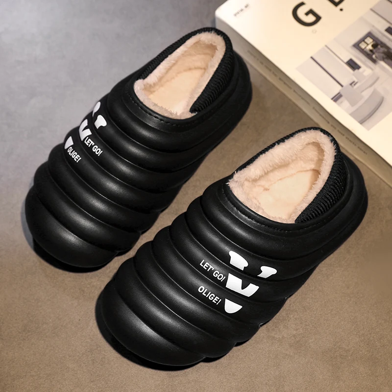 

Men's Eva Slippers Cotton Winter Cute Fluffy Keep Warm Shoes Water Proof Young Fashion Outdoor Simple Couple Slipper New Style