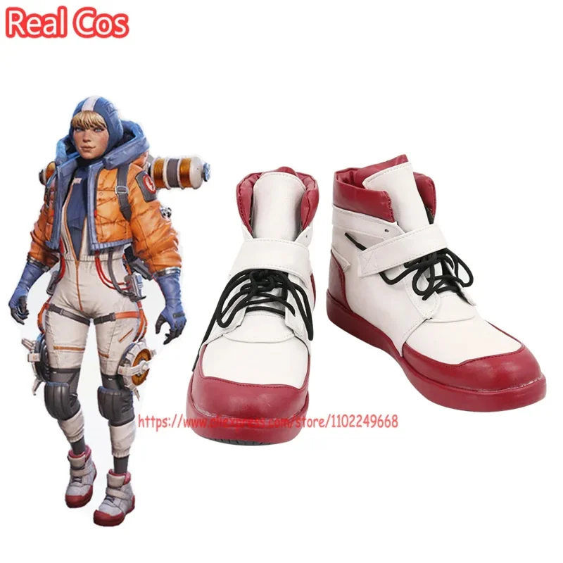 

Realcos game apex legends Wattson cosplay costumes shoes flat bottom Halloween party fancy PU leather short boots woman men