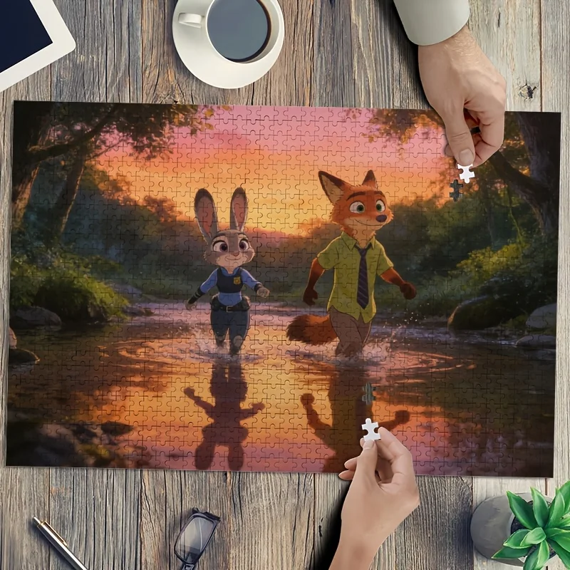 1000pcs Disney Zootopia Judy Hopps and Nick Wild Poster Puzzle | High Difficulty, Home Decor, Ideal for Birthdays and Gifts