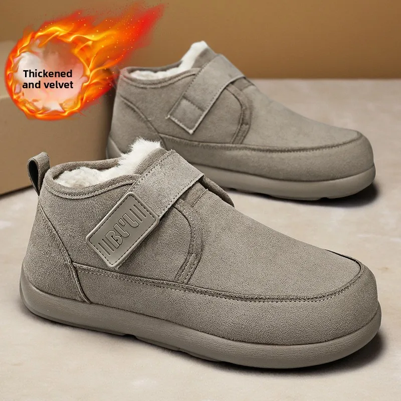 

Зимние высокие сапоги 2026 года для мужчин, на флисовой подкладке, теплые, удобные, без застежек