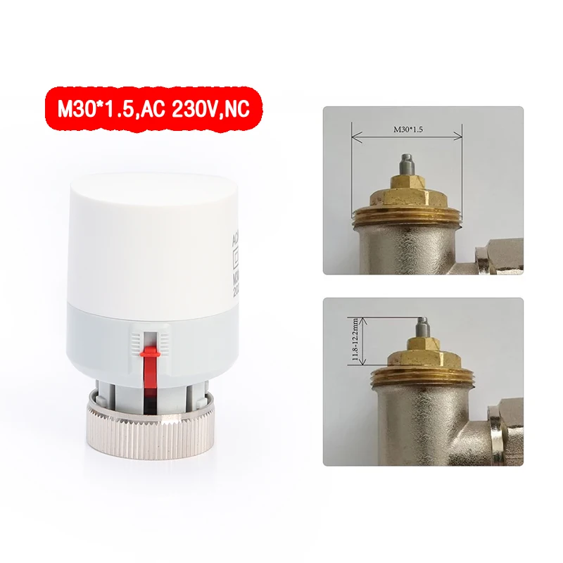 230V 2-Wire Normally Closed Electric Thermal Actuator For Radiator Valve Manifold Room Floor Heating System M30*1.5