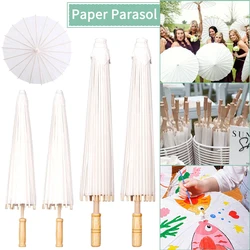 1-6PCS Paper Parasol 60/84cm Wedding Paper Umbrellas White Umbrella Photography Props For Baby Shower Party Wedding Decoration