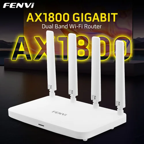 FENVI 듀얼 밴드 와이파이 6 AX1800 무선 라우터, 2.4G 및 5GHz 기가비트 랜 라우터, MU-MIMO 4 고이득 안테나, 와이파이 신호 증폭기 