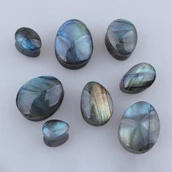 2pcs Teardrop Waterdrop Labradorite Stone Ear Gauges Flesh Ear Plugs and Tunnels Ear Expander Gauges Piercing Oreja Body Jewelry