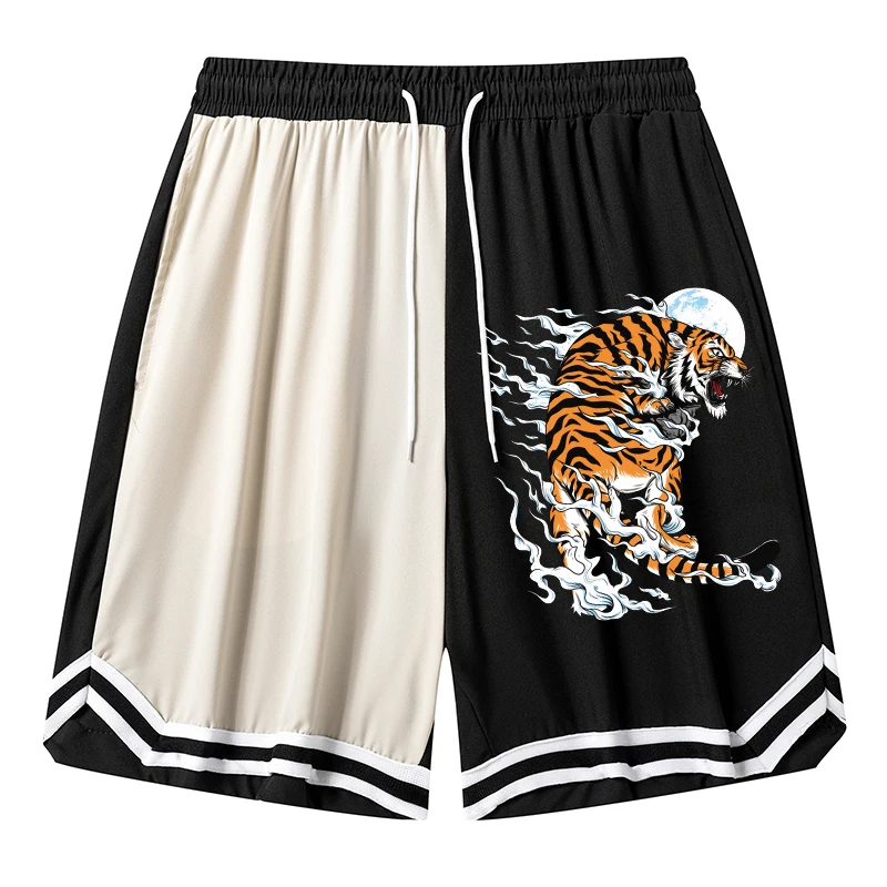 Graphic Colorblock Striped Athletic Shorts for Men Gym Workout Running Basketball Shorts with Pocket Quick Dry ActiveWear image 2