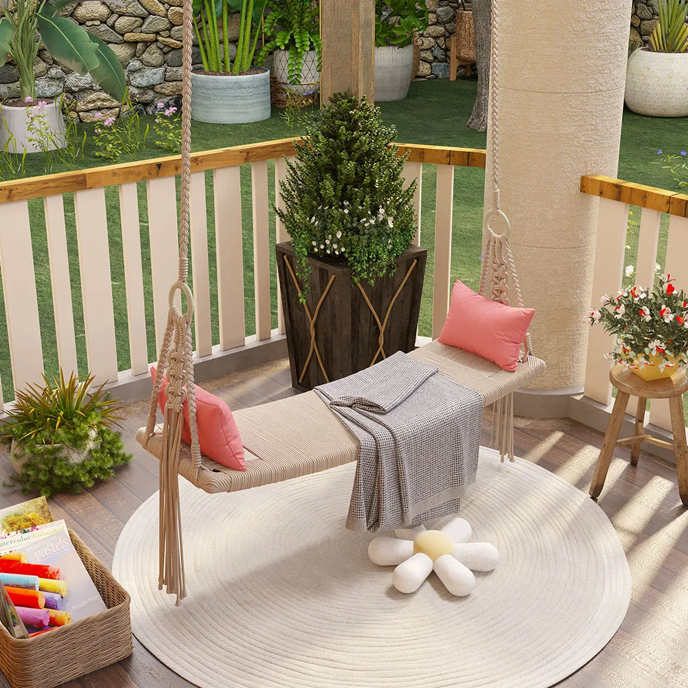 *Y-  Outdoor Rope Woven Hanging Porch Swing Chair, Waterproof & UV Resistant Patio Hammock Chair | Factory Direct Wholesale
