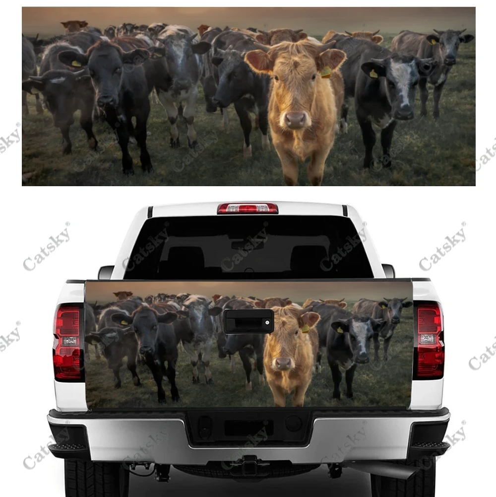 Animal Cow Truck Tailgate Sticker Decal Wrap Vinyl High-Definition Print Graphic Suitable for Pickup Trucks Weatherproof