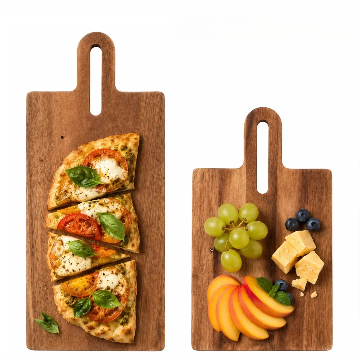 Wooden Cutting Board With Handle For Kitchen Pizza Cheese Serving Tray Easy To Clean Multipurpose Wood Chopping Block