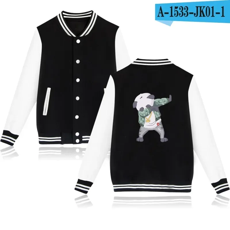 Dabbing panda cartoon cute printed funny baseball jacket men women sweatshirts coats casual long sleeve hoodies jackets tops 4XL