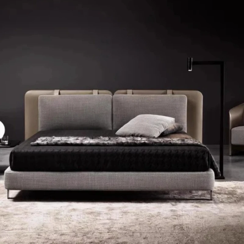 Cloth Art Luxury Double Bed Headboard Frame Twin Wood King Size Double Bed Modern Cabeceira De Cama Casal Bedroom Furniture