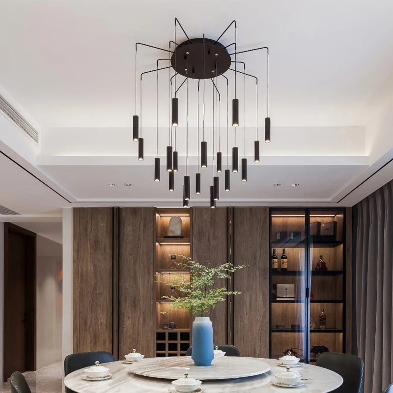 

Modern Circular Dining Room Chandelier Designer Villa Living Room Lamp Nordic Study Table Cafe Bedroom Staircase Chandelier