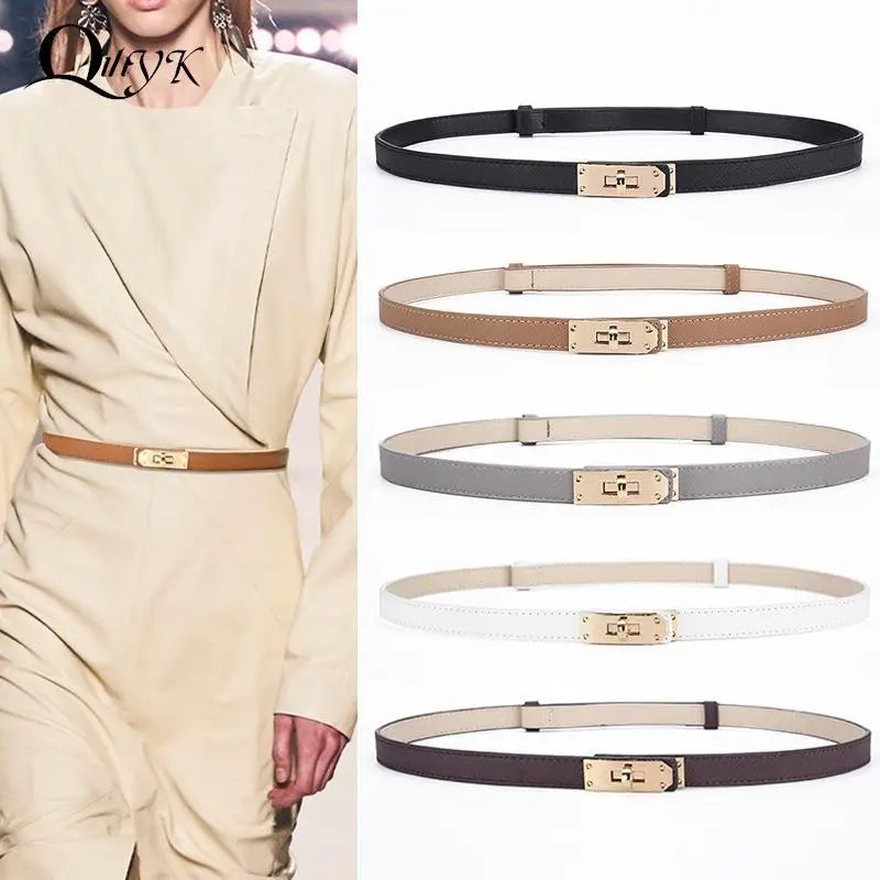 

PU Thin Belt Women's Fashion Casual Accessories Luxury Design Girdle Korean Corset Adjustable Metal Buckle