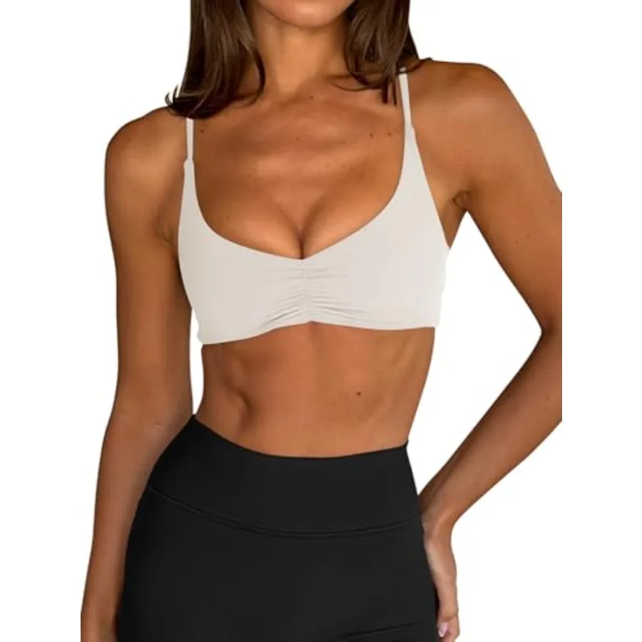 

LASLULU Womens Sports Bra Sexy Spaghetti Strap Backless Bra Workout Gym Yoga Bras Tops Padded Sport Bras