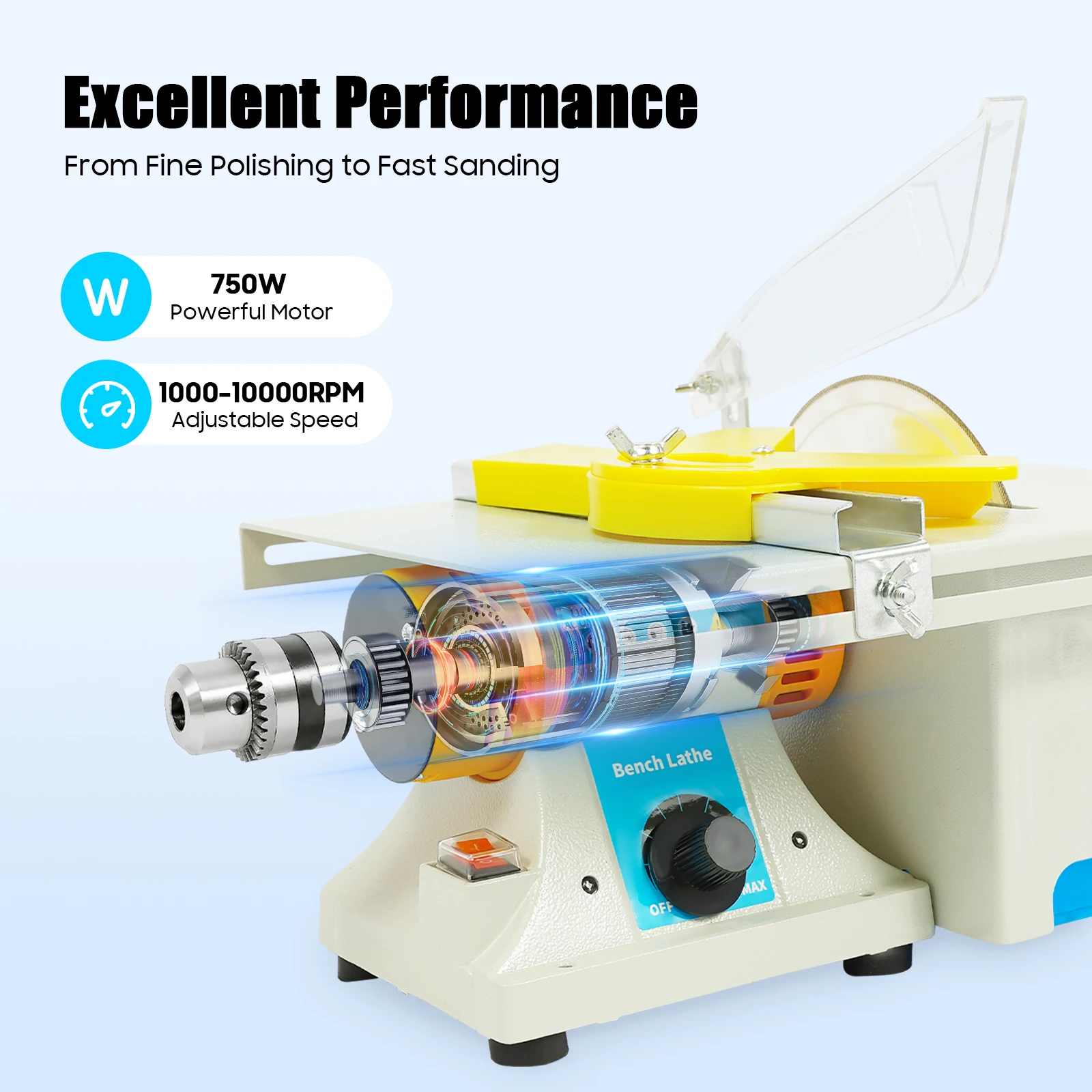 

Mini Table Saw, 750W Electric Table Saw for Crafts, Multi-Functional Small Desktop Tablesaw for Cutting Grinding Polishi