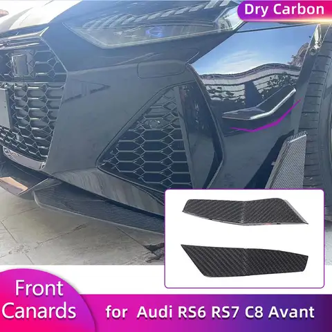 Prepreg de carbono seco amortecedor dianteiro canards para audi rs6 rs7 c8 avant 4 portas 2020 2021 carro corrida lado ventilação ar guarnição barbatanas corpo kits