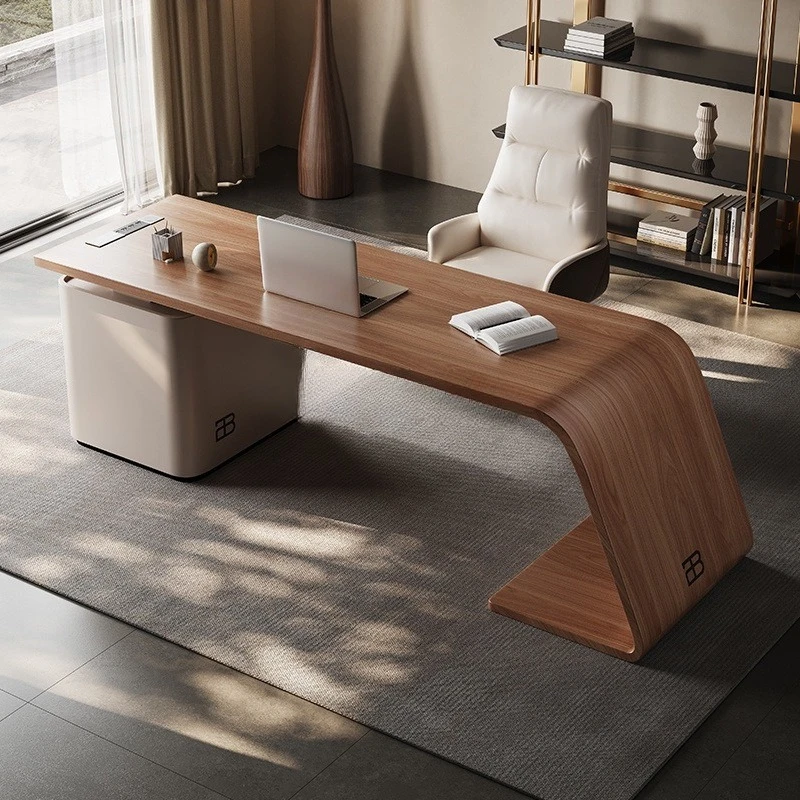 South American walnut desk household Italian minimalist study high-end light luxury solid wood computer desk 3