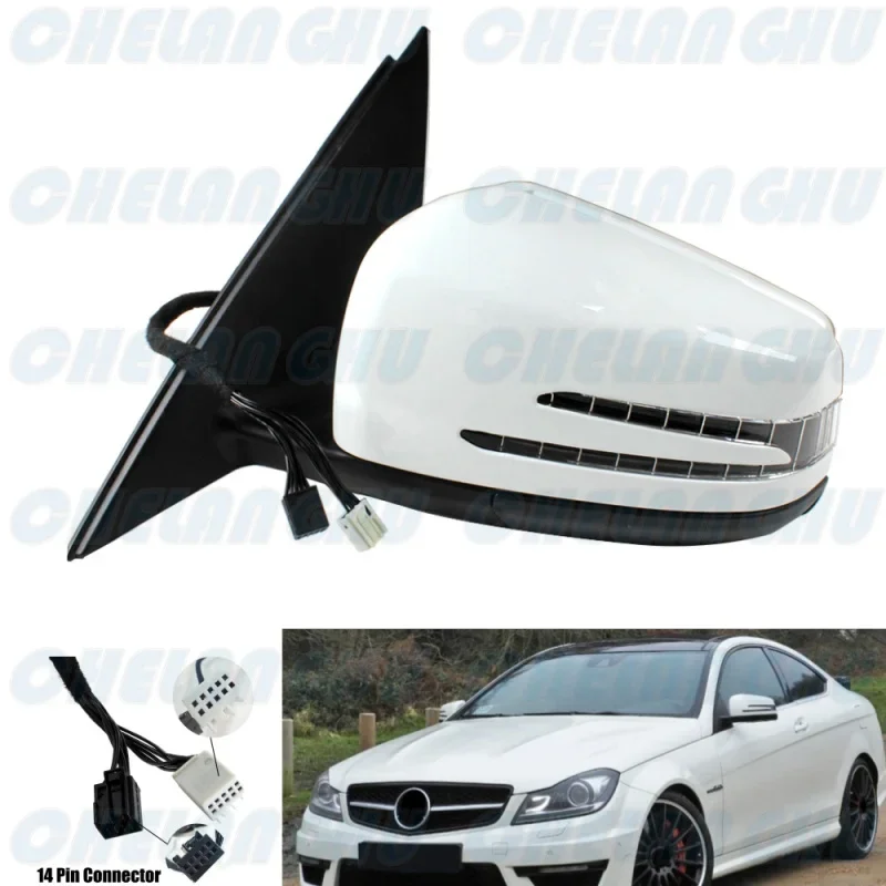 

For Benz W204 C180 C200 C300 2008 2009 2010 2011 2012 2013 Left Side 14 pin White Painted Power Adjust Auto Fold mirror assembly